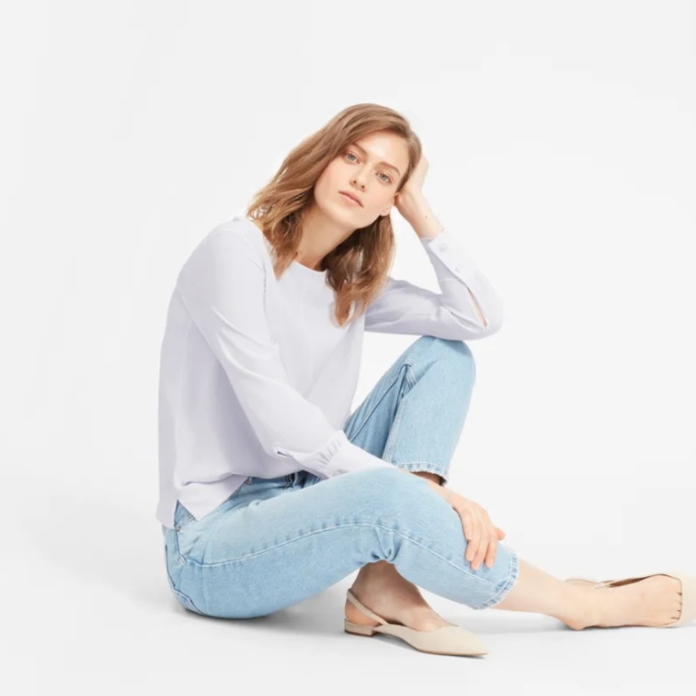 Everlane Clean Silk Boatneck Blouse Size 6